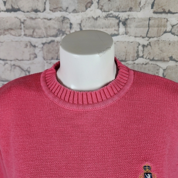Vintage 90s Y2K Bermuda Mock Neck Cotton Sweater Hot Pink Size Medium Gossipgirl - Picture 3 of 10